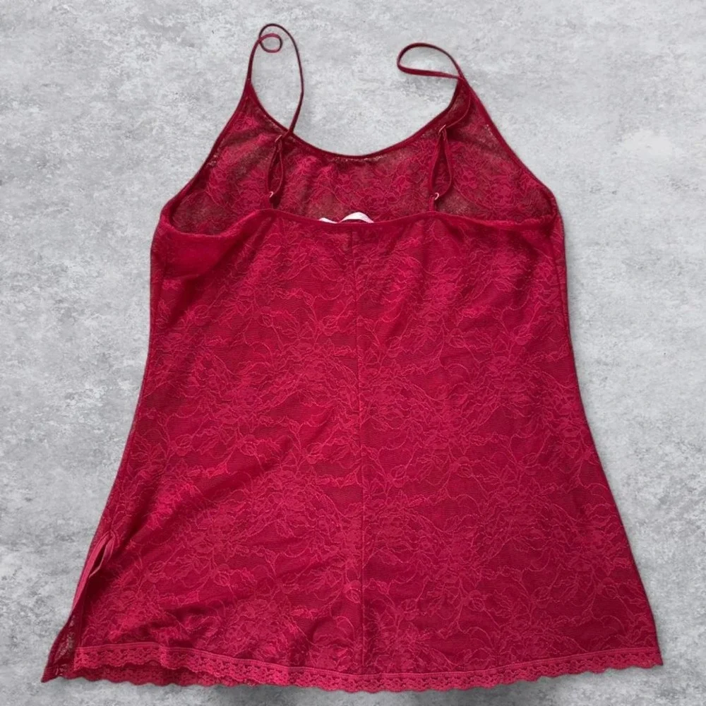 Victoria's Secret Floral Lace Sheer Chemise Nightie RED Large